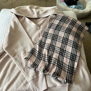 Old Navy V-neck tunic with hood with matching scarf.